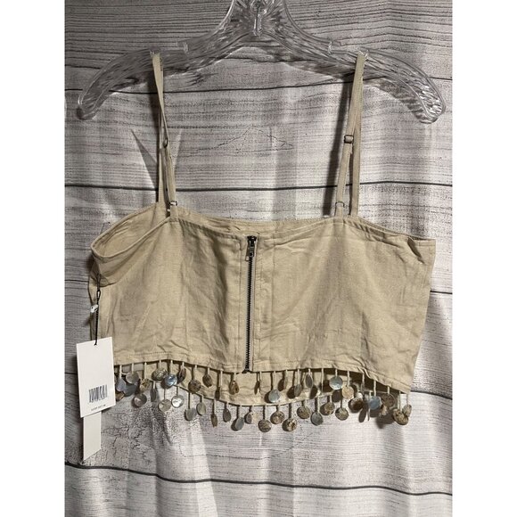 Jason Wu Beige 2-Piece Set Top Skirt With Coin Trim Size 4 Beach Resort Coastal - Picture 7 of 14